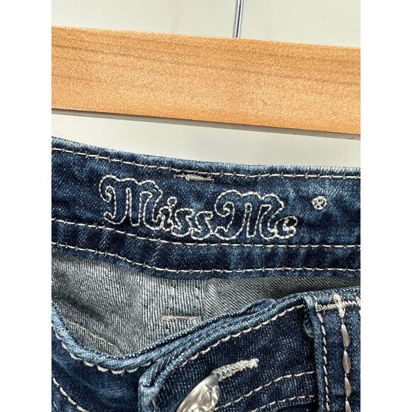 Miss Me Bootcut Jeans Lace Sequin Flap Pockets Denim Dark Wash Womens Size 27 - Picture 6 of 9